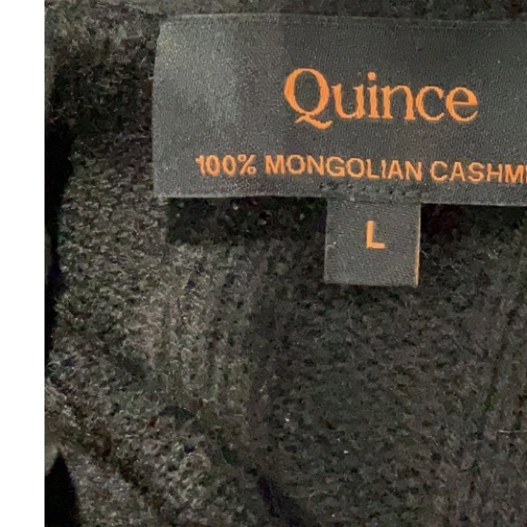 Quince Mongolian Cashmere Wide Ribbed Midi Dress in Black Size Large - Picture 7 of 8